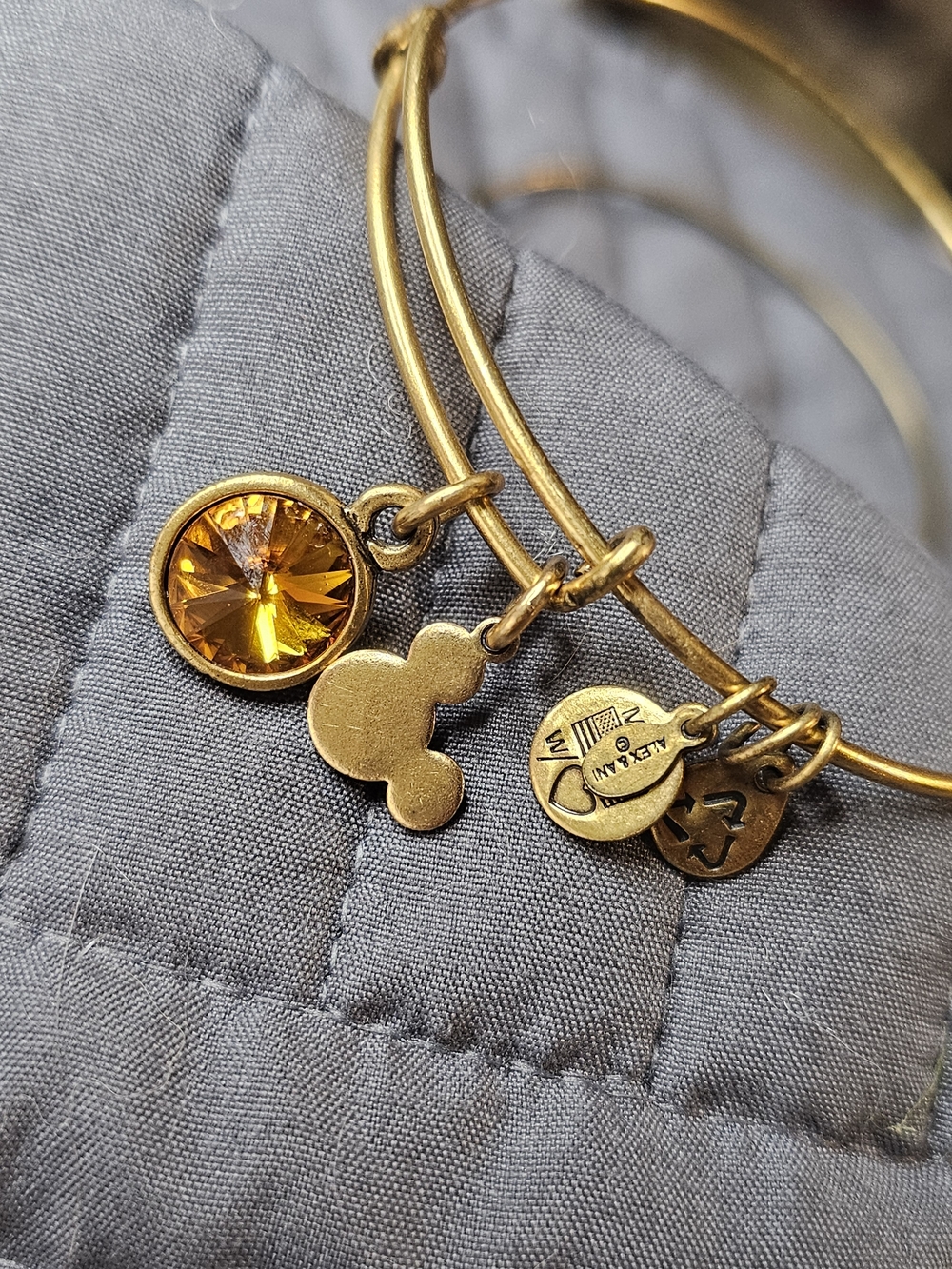 Alex and Ani Disney November Birthstone Expandable Bangle Bracelet Topaz Gold
